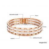 Ceramic and Titanium Mechanics Link Bracelet (White, Rose Gold) GS401