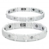 Healthy White Ceramic Couple Bracelet with Rhinestones C419