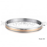 Tatanium Rose Gold and Black Grid Couple Bangles with Rhinestones C746