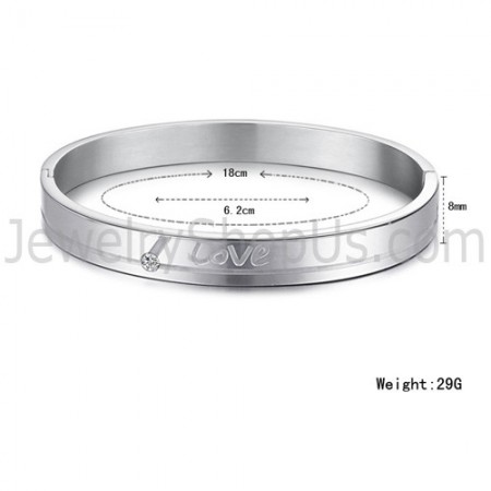 Tatanium "Love" Couple Bangles with Rhinestones C874