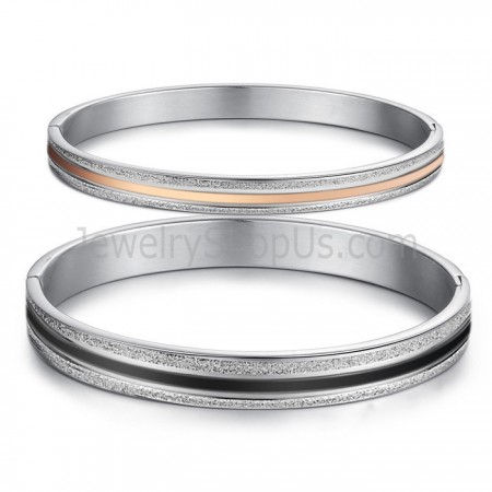 Tatanium Rose Gold and Black Couple Bangles C869
