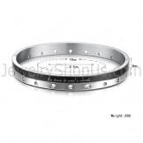 Tatanium Rose Gold and Black "Be True TO one's World" Couple Bangles with Circular holes C868