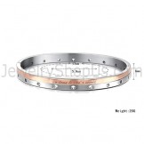 Tatanium Rose Gold and Black "Be True TO one's World" Couple Bangles with Circular holes C868