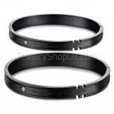 Tatanium Couple Bangles with Rhinestones (Black,Rose Gold) C731