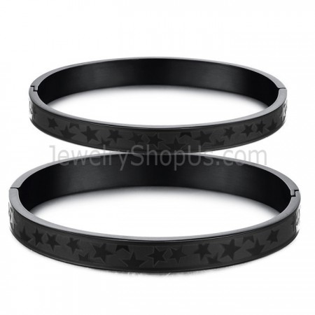Tatanium Black Stars Couple Bangles C863