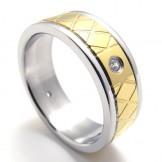 Gold  Diamond Titanium Ring 20179
