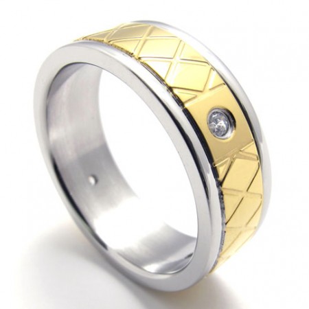 Gold  Diamond Titanium Ring 20179