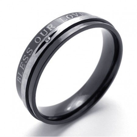 Diamond Black Titanium Ring 20674