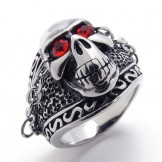 Skull with Red Diamond Titanium Ring 20944