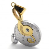 Gold Musical Note Diamond Lovers Titanium Pendant 20443