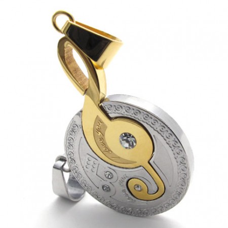 Gold Musical Note Diamond Lovers Titanium Pendant 20443