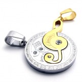 Gold Musical Note Diamond Lovers Titanium Pendant 20443
