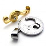 Gold Musical Note Diamond Lovers Titanium Pendant 20443