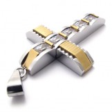 Gold Accent Cross Diamond Titanium Pendant 20751