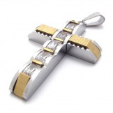 Gold Accent Cross Diamond Titanium Pendant 20751