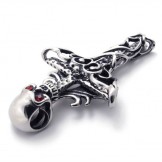 Cross Skull With Red Diamond Titanium Pendant 20546