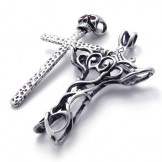 Cross Skull With Red Diamond Titanium Pendant 20546