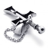 Skull Dagger Titanium Cross Pendant 20541