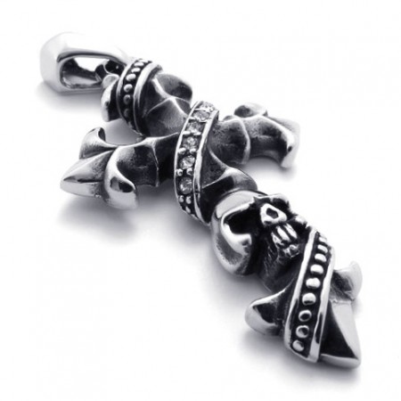 Skull Titanium Cross Pendant 20536
