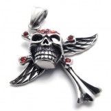 Cross Skull Red Diamond Titanium Pendant 20453