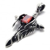 Dagger Cross Red Diamond Titanium Pendant 20446