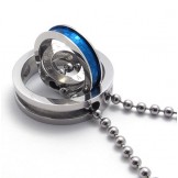 Blue Accent Multiple Rings Lovers Titanium Pendant 20967