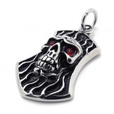 Skull With Red Diamond Titanium Pendant 20648
