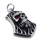 Skull With Red Diamond Titanium Pendant 20648