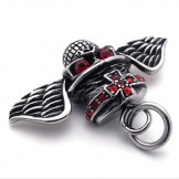 Red Diamond Wings Skull Titanium Pendant 20641
