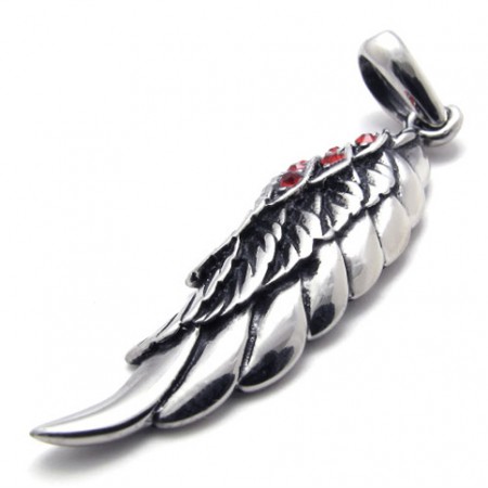 Feather Red Diamond Titanium Pendant 20456