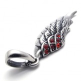 Feather Red Diamond Titanium Pendant 20456