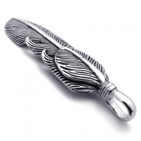 Wing Feather Titanium Pendant 20332