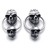 Double Skull Titanium Earrings 20353