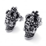 Crown Skull Titanium Earrings 20352