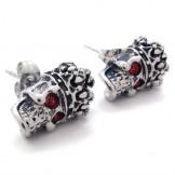 Red Diamond Crown Skull Titanium Earrings 20351