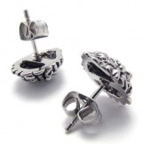 Lion With Blue Diamond Titanium Earrings 20345