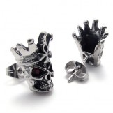 Red Diamond Skull Titanium Earrings 20335
