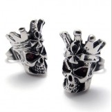 Red Diamond Skull Titanium Earrings 20335