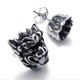 Lion Head Titanium Earrings 20334