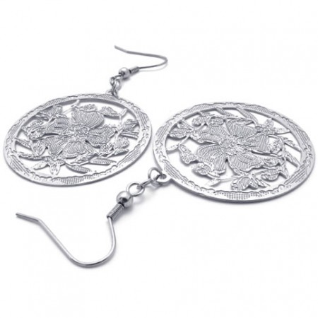 Hollow Flower Titanium Earrings 20237
