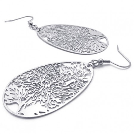 Hollow Chrysanthemum Titanium Earrings 20235