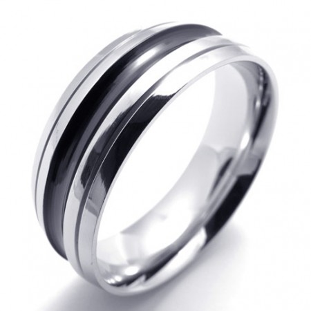 Black Accent Titanium Ring 20177