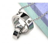 Titanium Steel Pendants Necklace Clover Double Circle