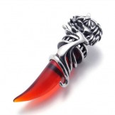 Titanium Pendant with Red Wolf Tooth 21212