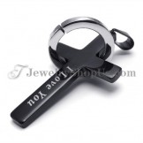 Black Titanium Cross and Circle Pendant