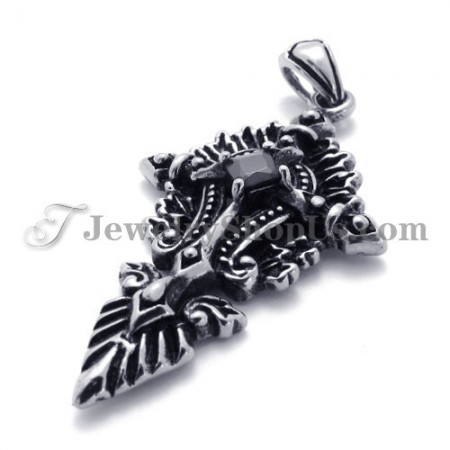 Fashion Titanium Pendant with Black Zircon
