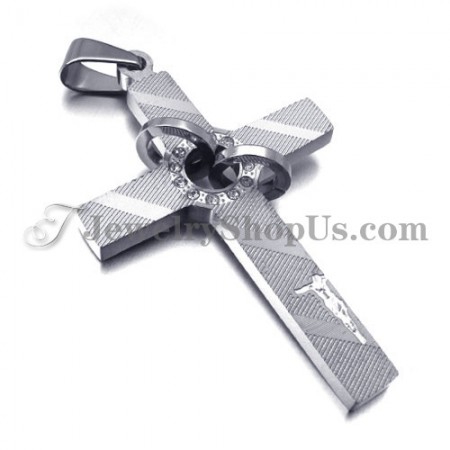 Cross Titanium Pendant with Circles Rhinestones
