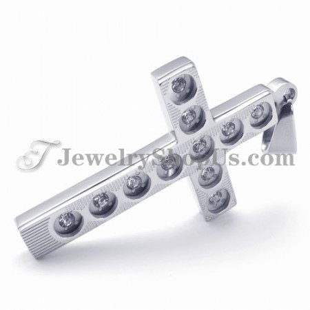 Elegant Cross Titanium Pendant with Rhinestones