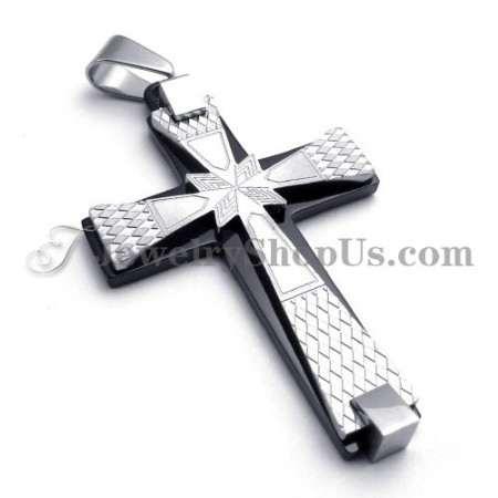 Elegant Black Titanium Cross Pendant