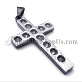 Elegant Black Cross Titanium Pendant with Rhinestones
